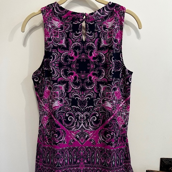 INC International Concepts Beaded Fushia/Navy/White Print Tank Top-M - Picture 2 of 6